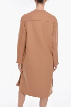 Cappotto in Misto Lana con Chiusura Asimmetrica e Applicazione Logo>Aeron Online