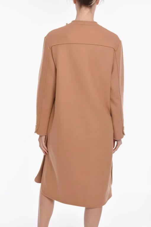 Cappotto in Misto Lana con Chiusura Asimmetrica e Applicazione Logo>Aeron Online
