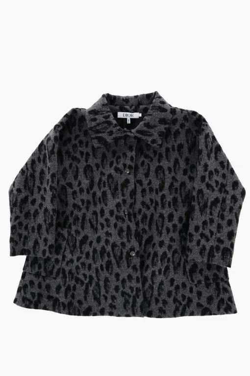 Cappotto in Motivo Animalier con Tasche a Toppa>Dior Kids Discount
