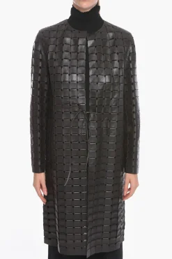 Cappotto in Pelle Intrecciata SATINE con Coulisse>Bottega Veneta Hot