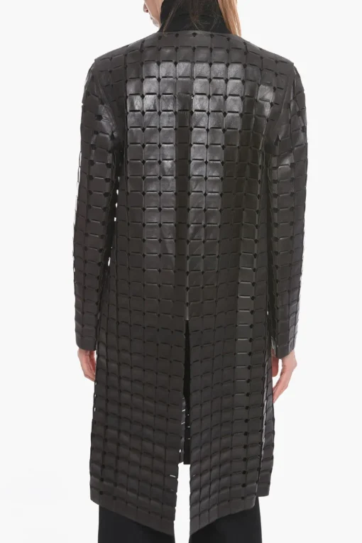 Cappotto in Pelle Intrecciata SATINE con Coulisse>Bottega Veneta Hot