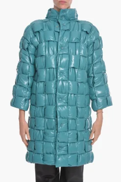 Outlet Cappotto in Pelle Intrecciata Trapuntata Donna Giubbotti