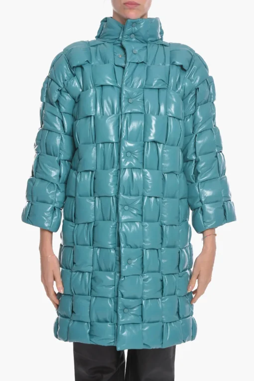 Outlet Cappotto in Pelle Intrecciata Trapuntata Donna Giubbotti