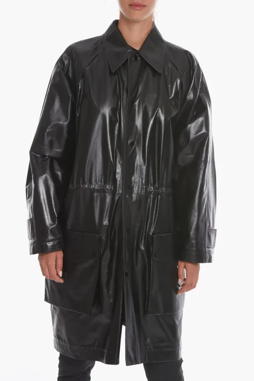 Cappotto in Pelle SHINY con Coulisse>Bottega Veneta Sale