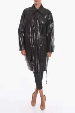Cappotto in Pelle SHINY con Coulisse></noscript>Bottega Veneta Sale