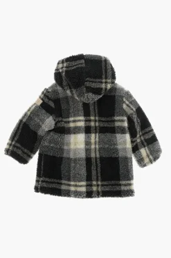 Fashion Cappotto in Pile a Quadri con Cappuccio Bambino Abbigliamento