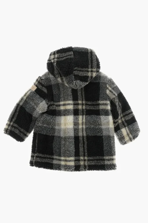 Fashion Cappotto in Pile a Quadri con Cappuccio Bambino Abbigliamento