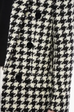 Fashion Cappotto in Tweed Pied de Poule con Bottoni in Velour Uomo Cappotti E Trench