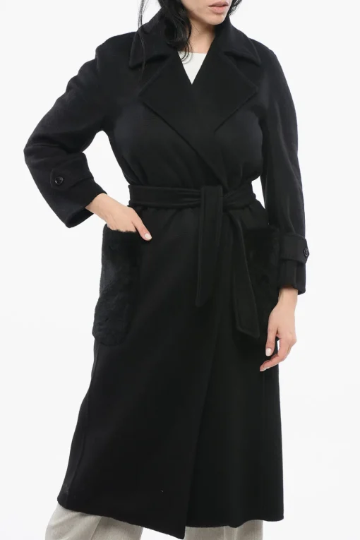 Clearance Cappotto MAGIA in Cashmere con Cintura Donna Cappotti E Trench