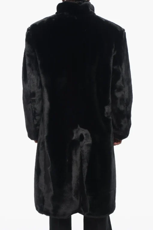 Fashion Cappotto Monopetto in Eco-Pelliccia con Tasche a Filo Uomo Cappotti E Trench