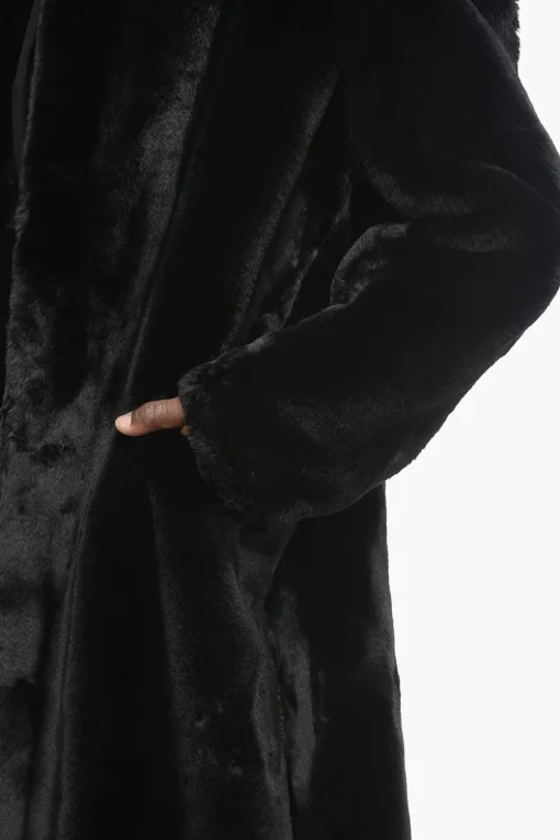 Fashion Cappotto Monopetto in Eco-Pelliccia con Tasche a Filo Uomo Cappotti E Trench