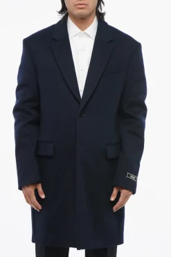 Cappotto Monopetto in Lana e Cashmere con Tasche ad Aletta>Versace Best