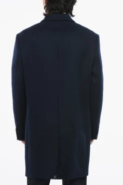 Cappotto Monopetto in Lana e Cashmere con Tasche ad Aletta>Versace Best