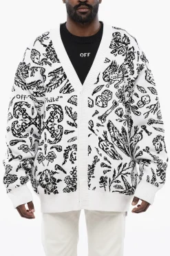 Outlet Cardigan a Fantasia con Dettaglio Zip Uomo Maglieria