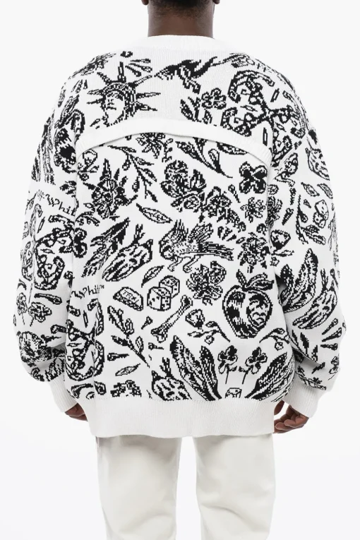 Outlet Cardigan a Fantasia con Dettaglio Zip Uomo Maglieria
