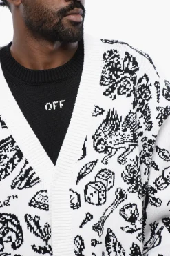 Outlet Cardigan a Fantasia con Dettaglio Zip Uomo Maglieria