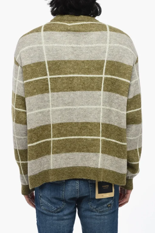 Cardigan Bicolore a Righe con Scollo a V>Awake New York Discount