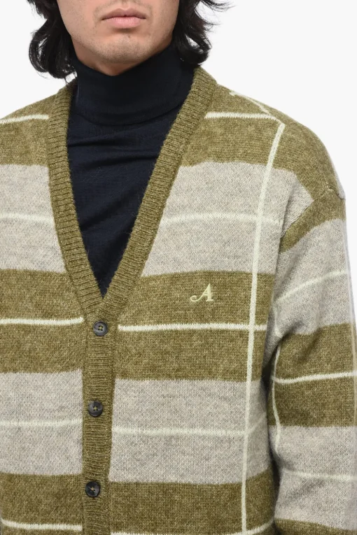 Cardigan Bicolore a Righe con Scollo a V>Awake New York Discount