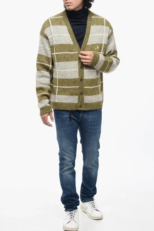 Cardigan Bicolore a Righe con Scollo a V>Awake New York Discount