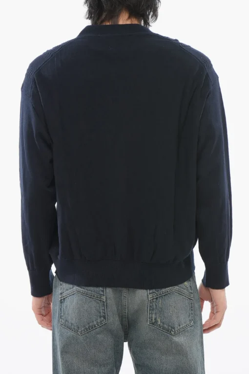 Discount Cardigan Cable Knit in Misto Cotone Uomo Maglieria