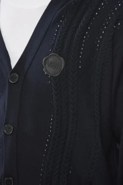 Discount Cardigan Cable Knit in Misto Cotone Uomo Maglieria