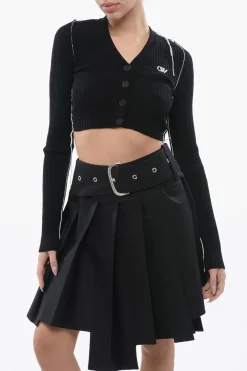 Cardigan Cropped Con Cuciture A Contrasto>Off-White Best