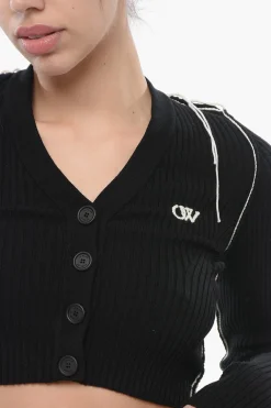 Cardigan Cropped Con Cuciture A Contrasto>Off-White Best