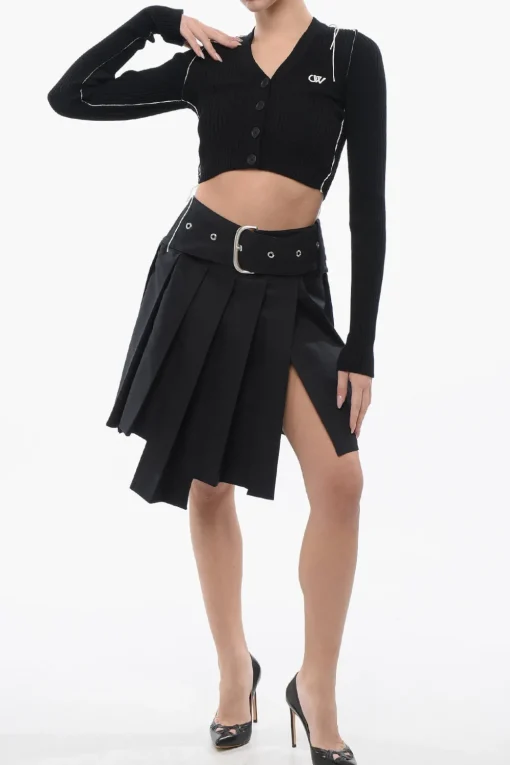 Cardigan Cropped Con Cuciture A Contrasto>Off-White Best