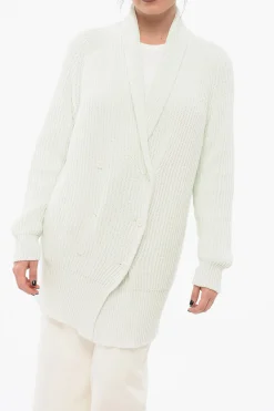 Best Cardigan Doppiopetto in Ciniglia di Cotone Donna Maglieria