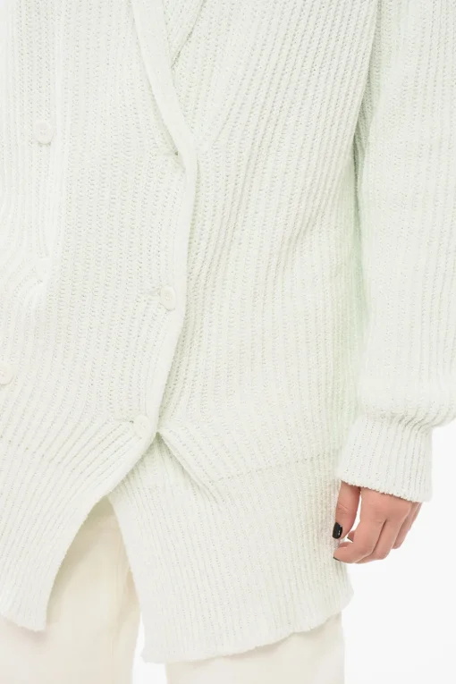 Best Cardigan Doppiopetto in Ciniglia di Cotone Donna Maglieria