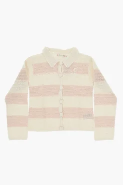 Sale Cardigan FARO In Crochet Bicolore con Colletto Abbigliamento