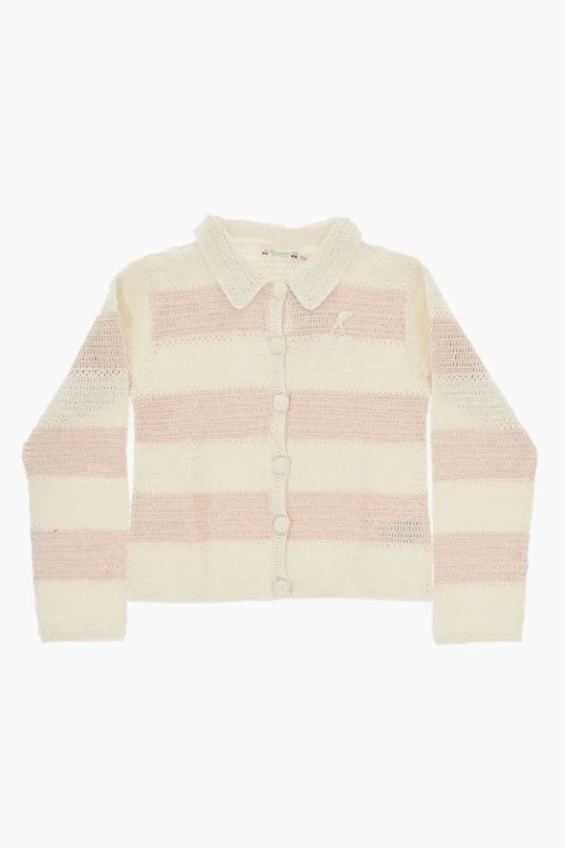 Sale Cardigan FARO In Crochet Bicolore con Colletto Abbigliamento