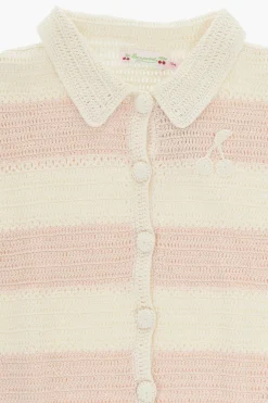 Sale Cardigan FARO In Crochet Bicolore con Colletto Abbigliamento