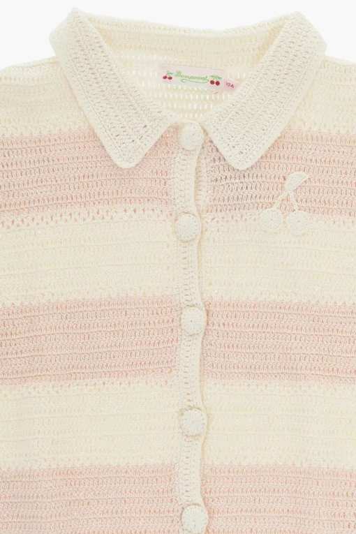 Sale Cardigan FARO In Crochet Bicolore con Colletto Abbigliamento