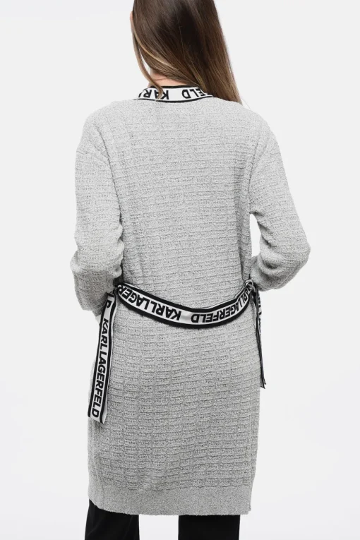Fashion Cardigan FEMININE in Tessuto Boucle' con Bande Logate Donna Maglieria