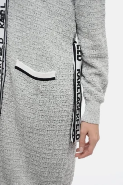 Fashion Cardigan FEMININE in Tessuto Boucle' con Bande Logate Donna Maglieria