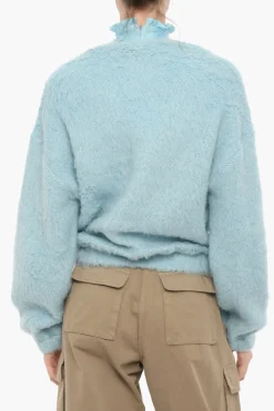 New Cardigan Fluffy in Tinta Unita con Scollo a V Donna Maglieria