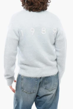 Cardigan Fuzzy in Tinta Unita con Scollo a V e Logo Ricamato>1989 Studio Sale