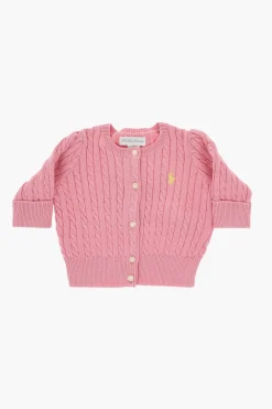 Best Cardigan Girocollo a Trecce con Logo Ricamato Abbigliamento