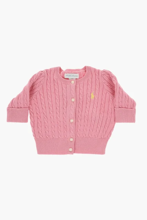 Best Cardigan Girocollo a Trecce con Logo Ricamato Abbigliamento
