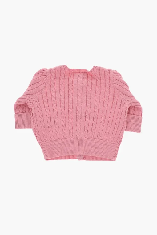 Best Cardigan Girocollo a Trecce con Logo Ricamato Abbigliamento