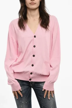Clearance Cardigan in Cotone Leggero con Doppio Taschino Donna Maglieria