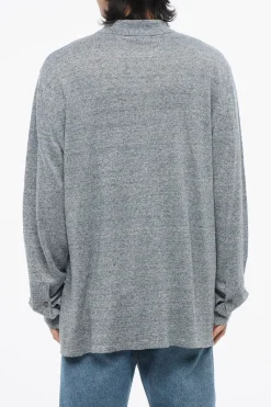 New Cardigan In Lino con Collo a Polo Uomo Maglieria