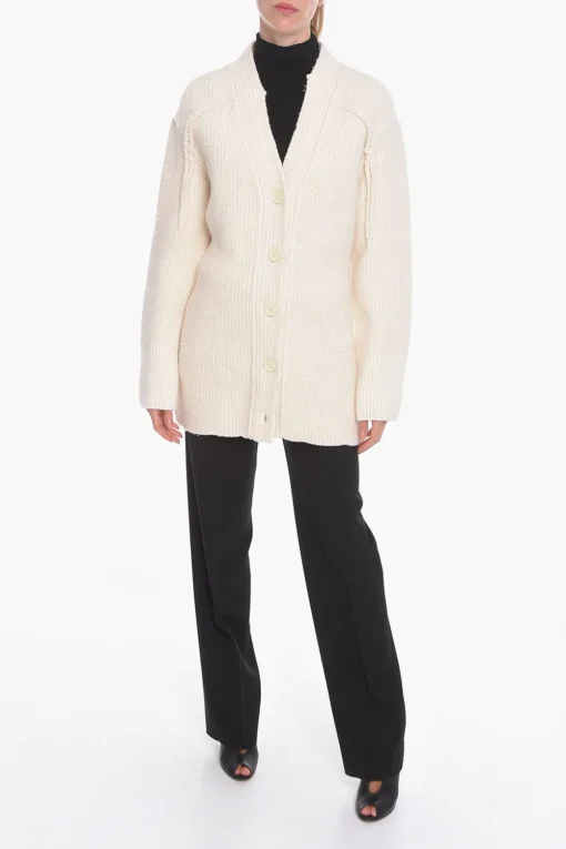 Cardigan in Misto Cashmere a Costine>Bottega Veneta Hot