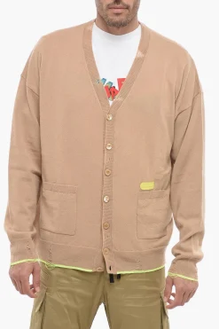 Best Cardigan in MIsto Cashmere con Dettaglio Distressed Uomo Maglieria