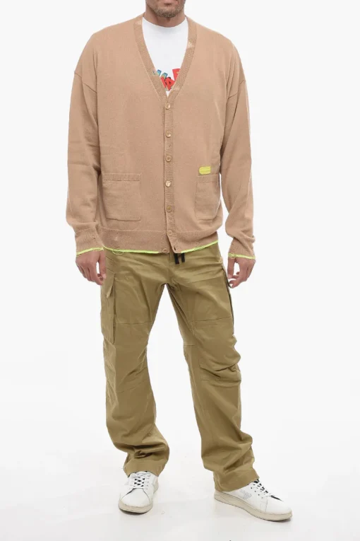 Best Cardigan in MIsto Cashmere con Dettaglio Distressed Uomo Maglieria