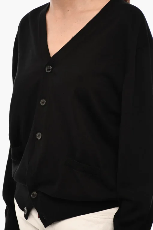 Fashion Cardigan Leggero Scollo a V con Taschino Donna Maglieria