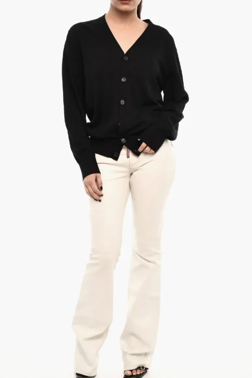 Fashion Cardigan Leggero Scollo a V con Taschino Donna Maglieria