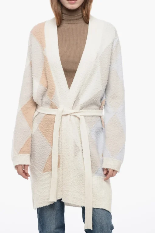 Cardigan Lungo in Lana del Casentino con Fantasia Geometrica>ArchivioB Online
