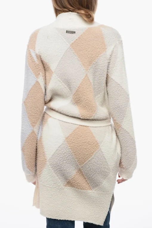 Cardigan Lungo in Lana del Casentino con Fantasia Geometrica>ArchivioB Online